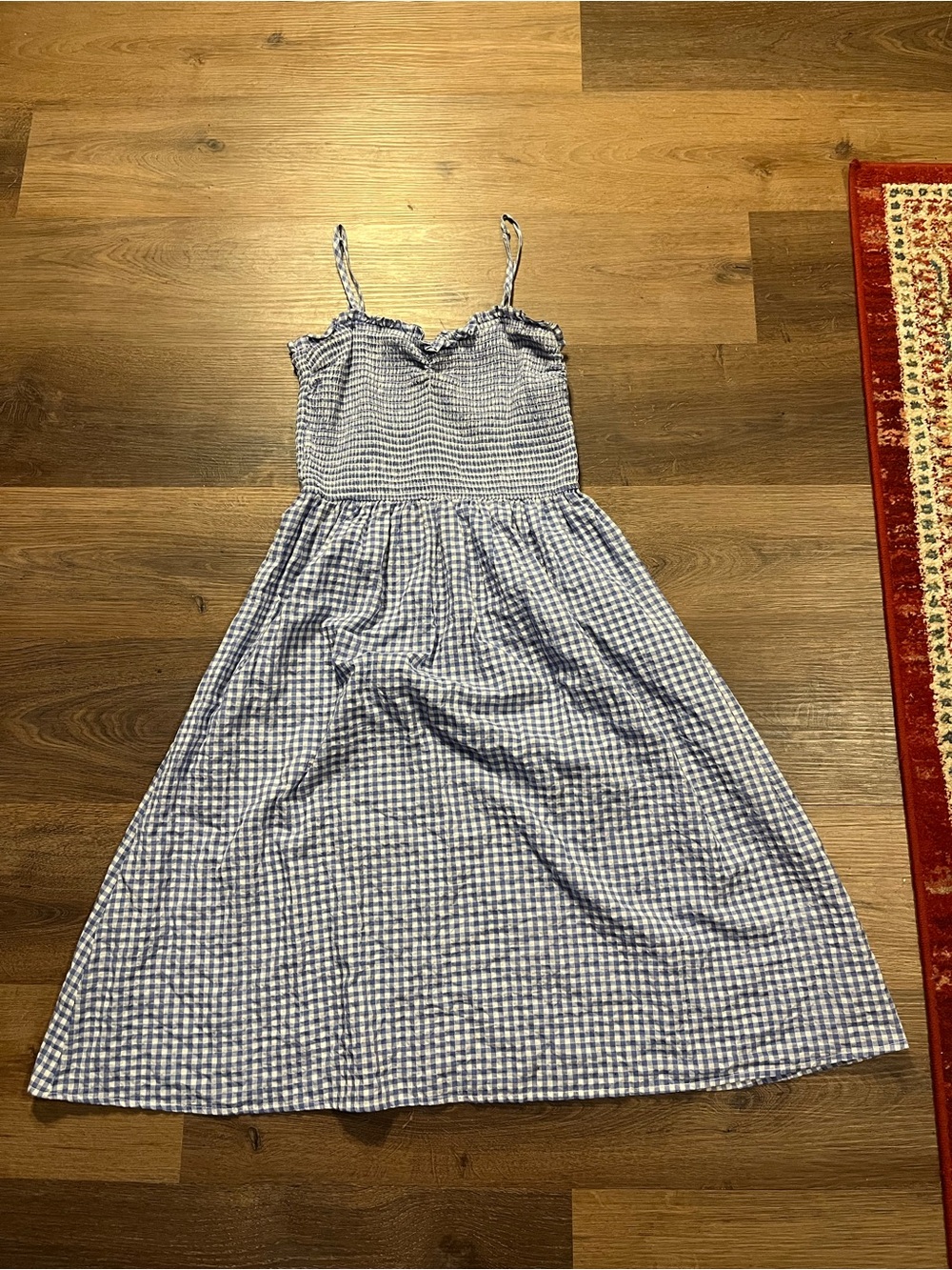 Blue Gingham Sundress - Lightweight Spaghetti Strap Dress